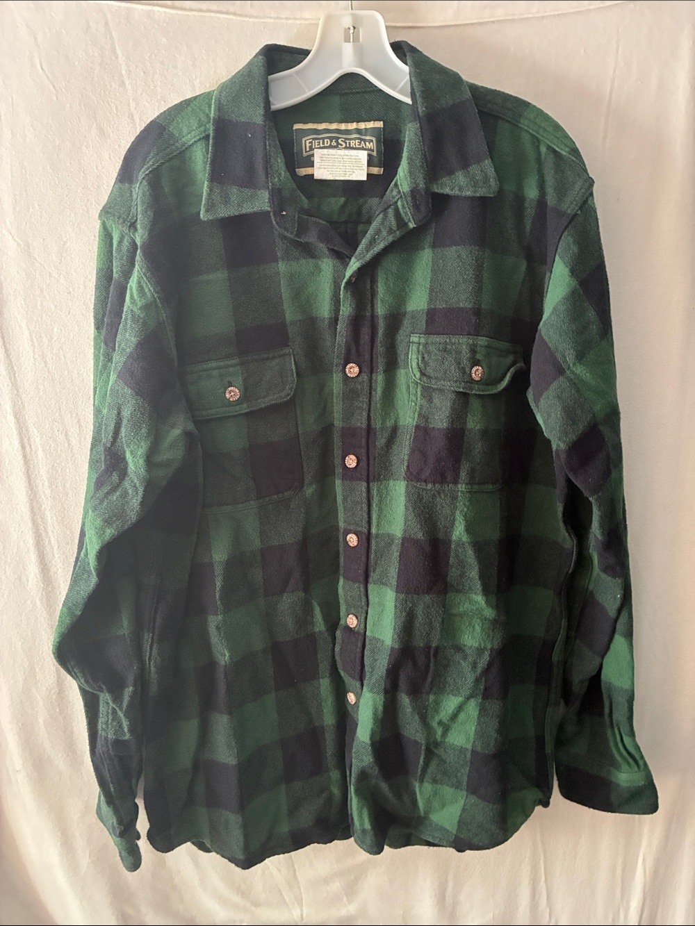 Field & Stream Green and Black Plaid Button-Up Flannel
